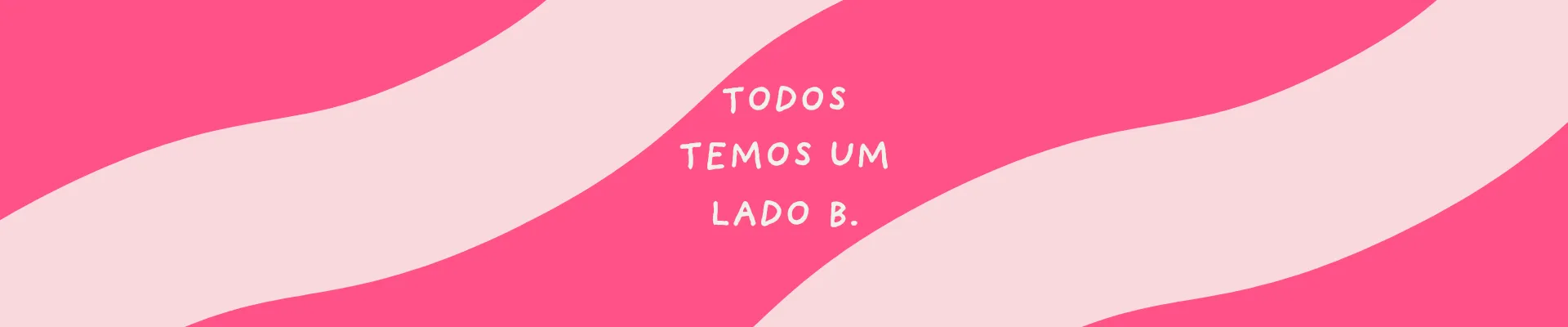 Faixa gráfica rosa com formas onduladas e a frase «Todos temos um lado B», no website de Pedro Rodrigues. Como a frase está incorporada na imagem, é importante que o texto alternativo a inclua, para que também possa ser compreendida por quem utiliza leitores de ecrã.